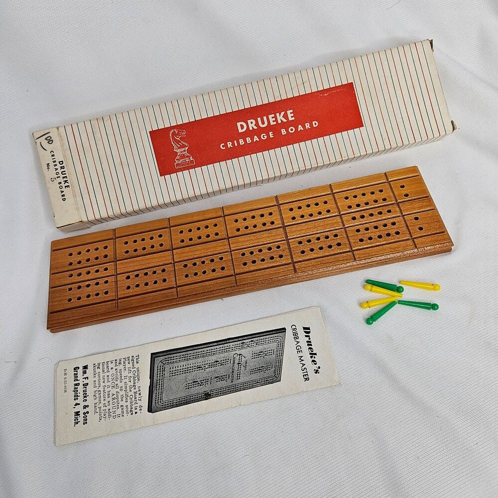 Vintage Drueke Cribbage Board in Box No. 5